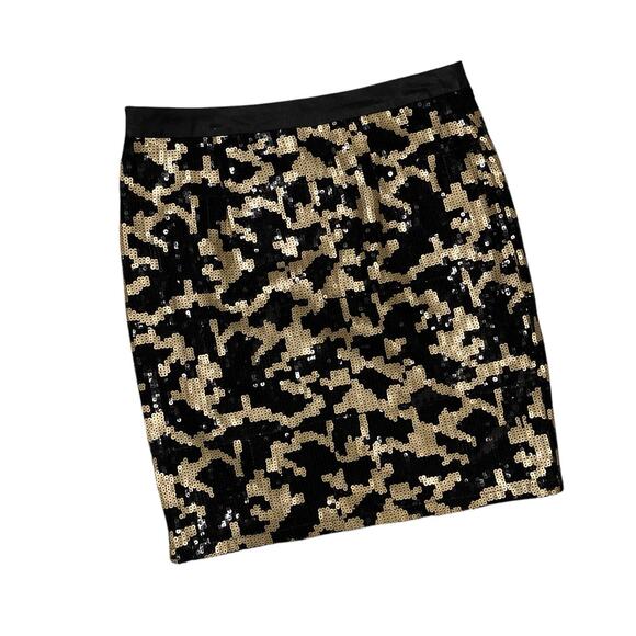 BCBG Paris Black Gold Sequin Animal Print Pattern Size 4 - Picture 5 of 7